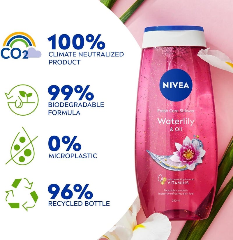 NIVEA Shower Gel Body Wash, Waterlily & Oil with Vitamins, 3x250ml - Image 5